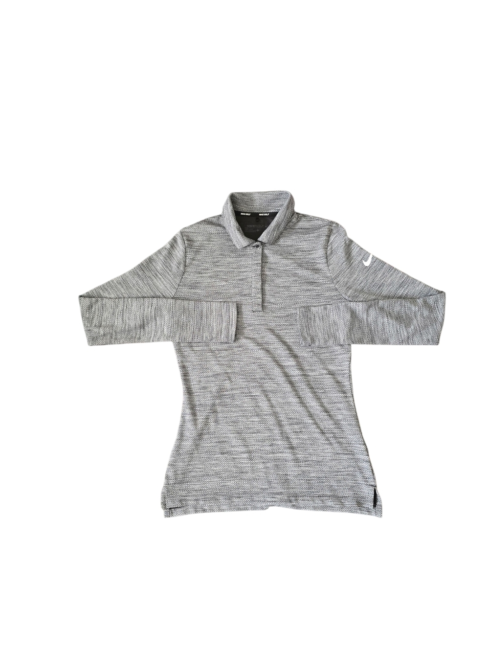 Nike Womens Golf Grey Marled Long Sleeve Polo Size S